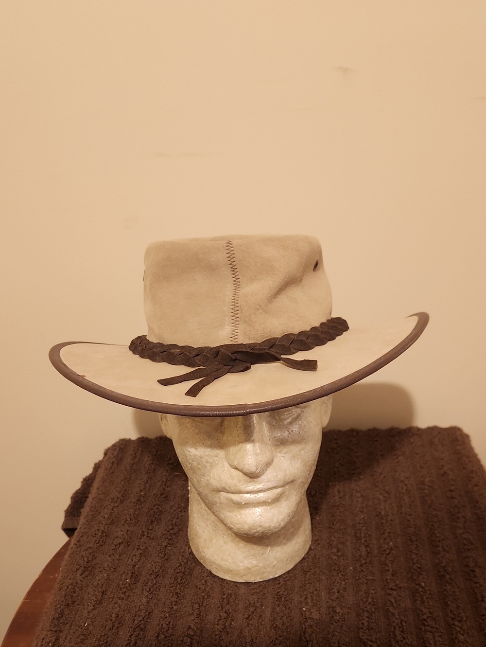 Barmah Hat Size Large 1061 Foldaway Suede Grey Leather Made In Australia